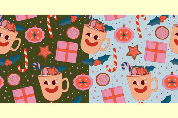 2 Retro Christmas Funny Seamless Pattern Review