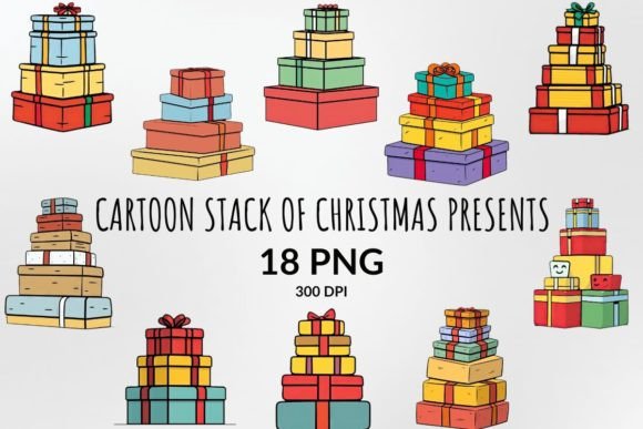 Cartoon Christmas Presents Sublimation for Festive Illustrations
