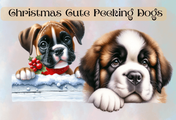 Christmas Cute Peeking Dogs Clipart No 2: Festive Illustrations for Makers