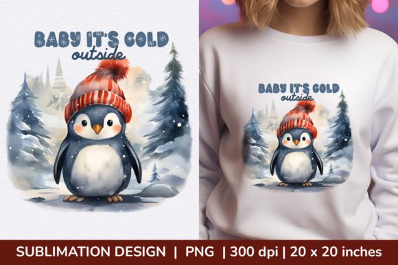 Christmas Cute Penguin, Merry Christmas Illustrations for Real Crafts