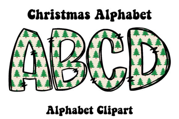 Christmas Doodle Alphabet Christmas Tree in Illustrations