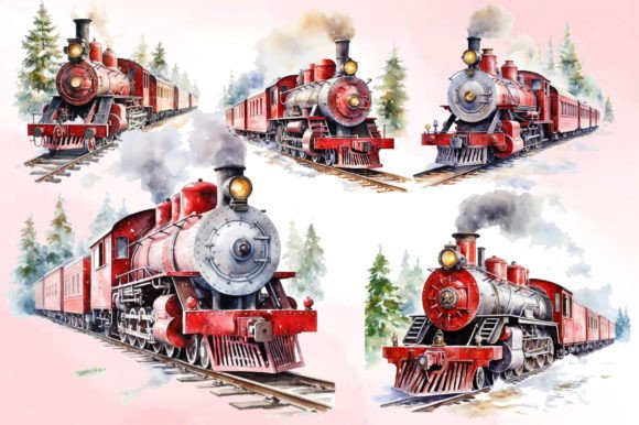 Christmas Old Train Watercolor: A Review for Sellers