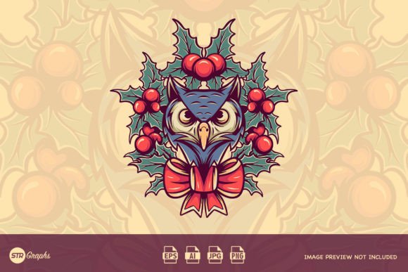 Christmas Owl - Illustration for Festive Crafts