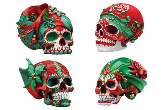 Christmas Skull Design: Festive Illustrations for Handmade Creators