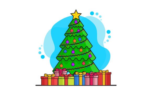 Christmas Tree with Gift Boxes Design for Brand Illustrations