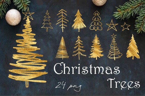 Christmas Trees Clipart, Christmas PNG for Modern Illustrations