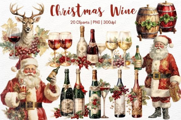 Christmas Wine Watercolor Sublimation: Festive Illustrations for Local Brands