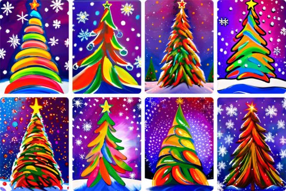 Colorful Christmas Tree Painting: A Review for Modern Illustrations