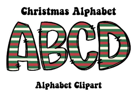 Cute Retro Christmas Alphabet Doodle: Festive Illustrations for Local Brands