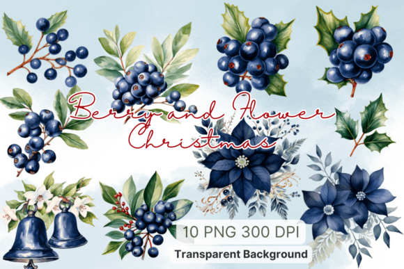 Flowers Berry Christmas Watercolor PNG Review