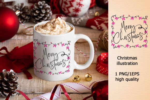 Merry Christmas Garland Frame Mug for Illustrations