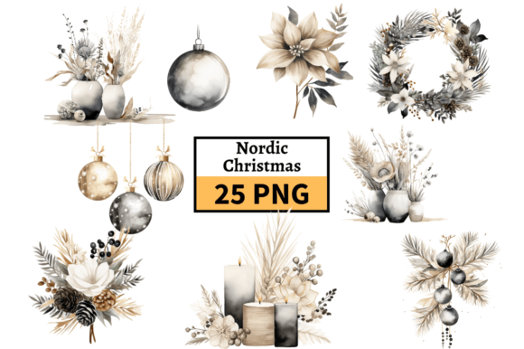 Nordic Christmas Decorations Clipart PNG for Brand Illustrations
