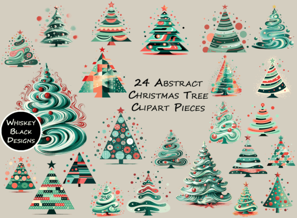 Retro Abstract Christmas Tree Clipart