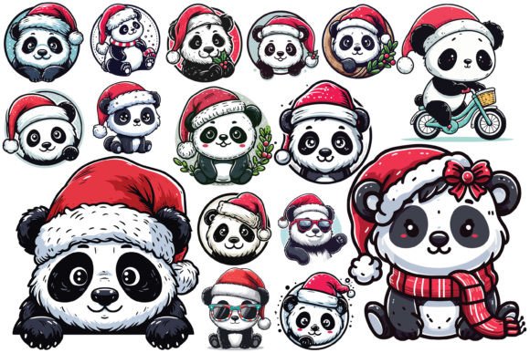 Reviewing 16 X Panda Wearing Christmas Hat Bundle for Brand Identity