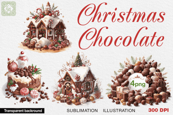 Watercolor Christmas Chocolate 4 PNG for Illustrations