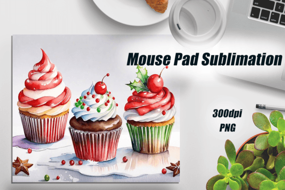 Watercolor Christmas Cupcakes Mouse Pad: A Fresh Take on Seasonal Illustrations