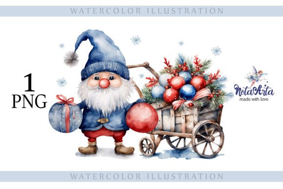Watercolor Christmas Gnomes, Santa s Gnome