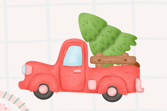 Watercolor Truck and Christmas Tree: A Designer's Review of Festive Illustrations
