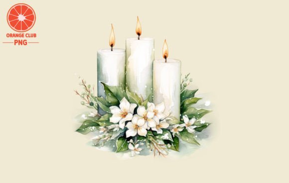 White Christmas Candles Watercolor 2: A Crafter's Review of Illustrations